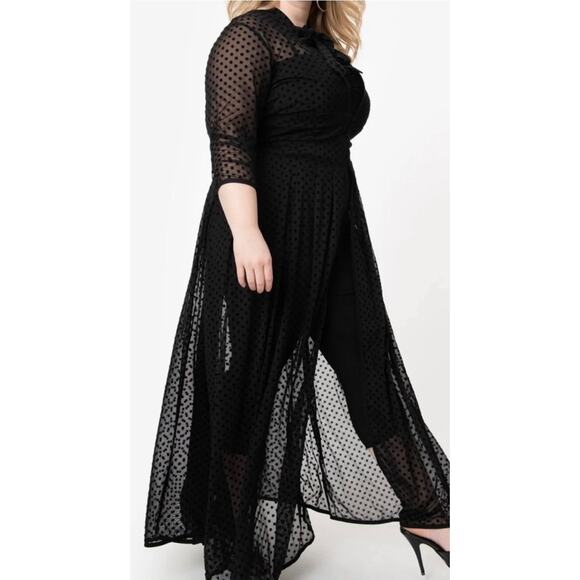 Unique Vintage Dresses & Skirts - Unique Vintage Black Swiss Dot Starlet Duster XL NWT
